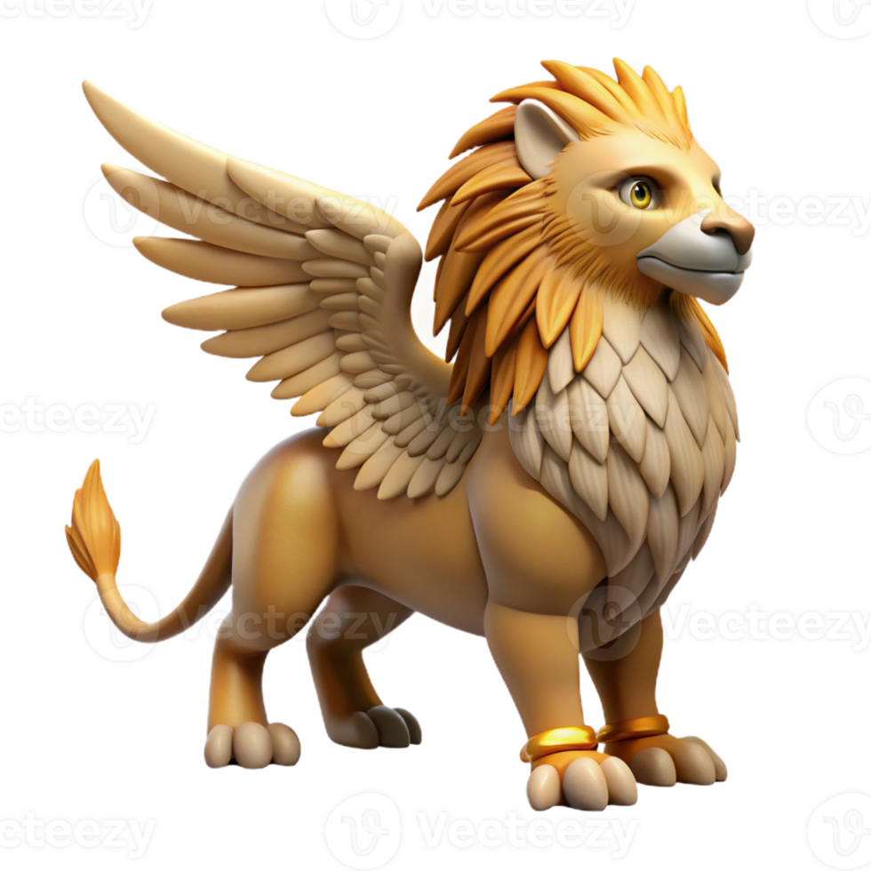 serene coastal Griffin, eagle-lion hybrid with Transparent Background authentic png