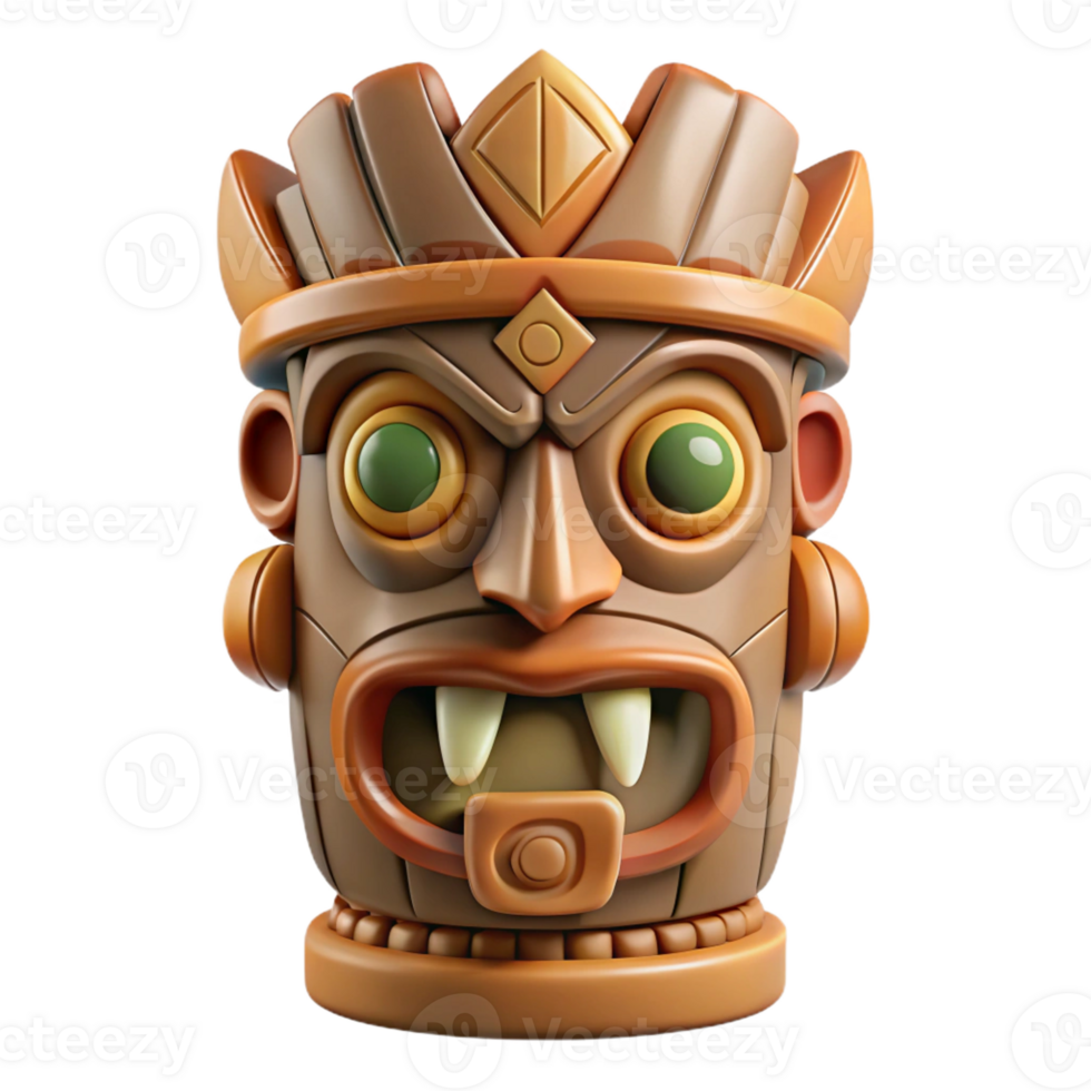 sumptuous signature Isolated cutout of a hyper-specific tribal totem, ultra-detailed, concept art style, made of carved wood with Transparent Background png