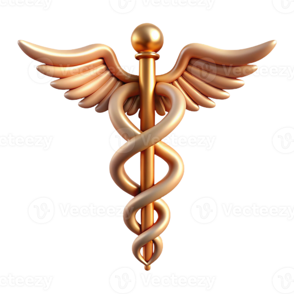 pristine traditional Caduceus, Hermes's staff, with Transparent Background exclusive png