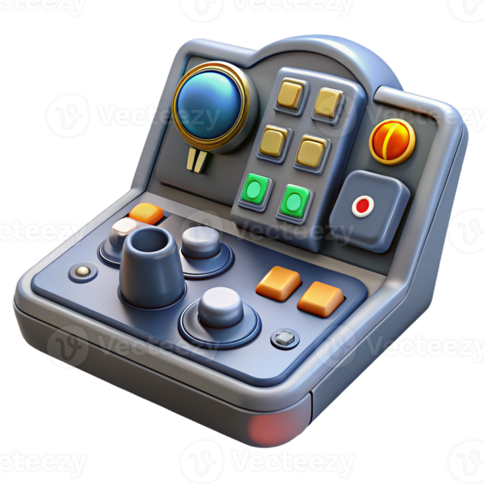 radiant elegant Spaceship control panel with buttons, levers, and displays with Transparent Background detailed png
