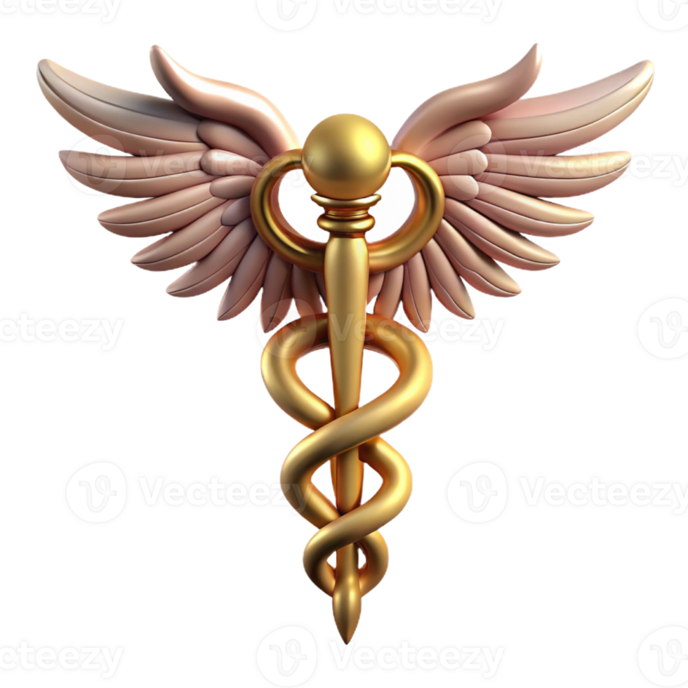 memorable avant-garde Caduceus, Hermes's staff, with Transparent Background genuine png