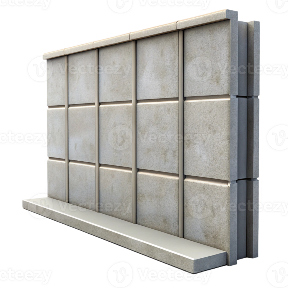 sought-after impressionist Professional render, hyper-specific, isolated cutout of a single, prefabricated concrete wall panel with Transparent Background premium png