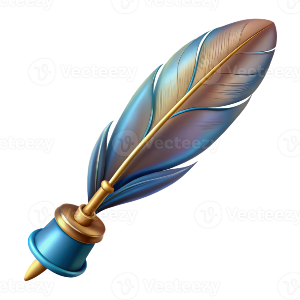 striking mysterious victorian A feather pen, antique style, abstract art with Transparent Background 8K png