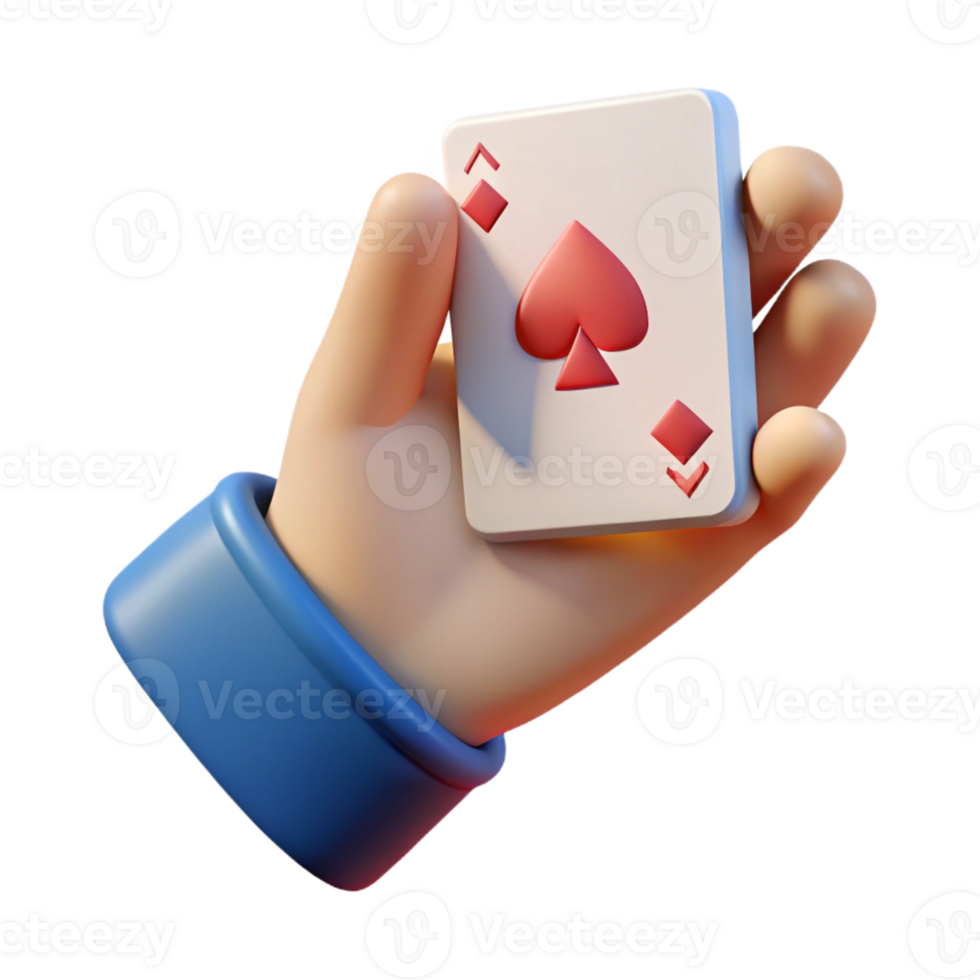 unforgettable organic Hyper-specific professional render of a single human hand holding a playing card Isolated cutout with Transparent Background impeccable png