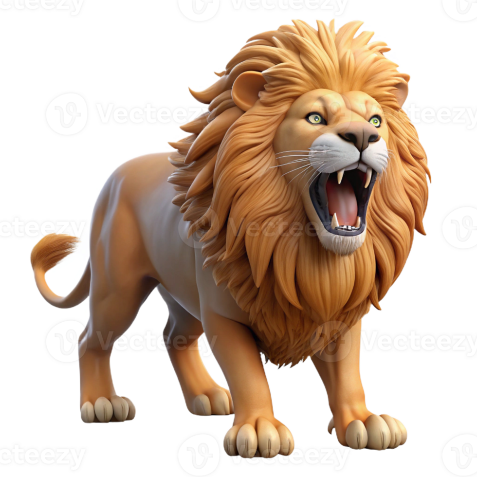 spectacular baroque Photorealistic, ultra-detailed professional render of a roaring lion with a flowing mane Isolated cutout with Transparent Background original png