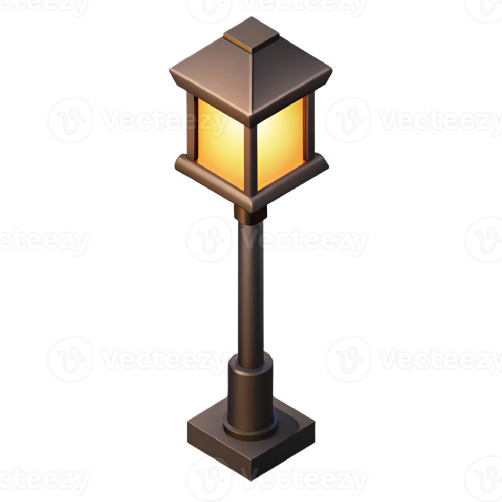 breathtaking nordic Minimal isometric streetlight with crisp edges and a black pole with Scalable Design. refined png