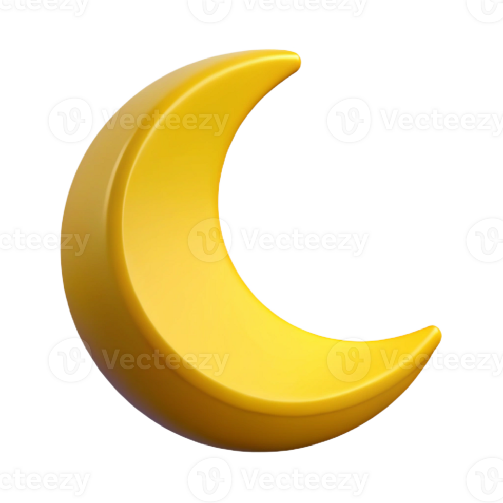 exemplary renaissance Isometric crescent moon with clean lines and a yellow color with Scalable Design. original png