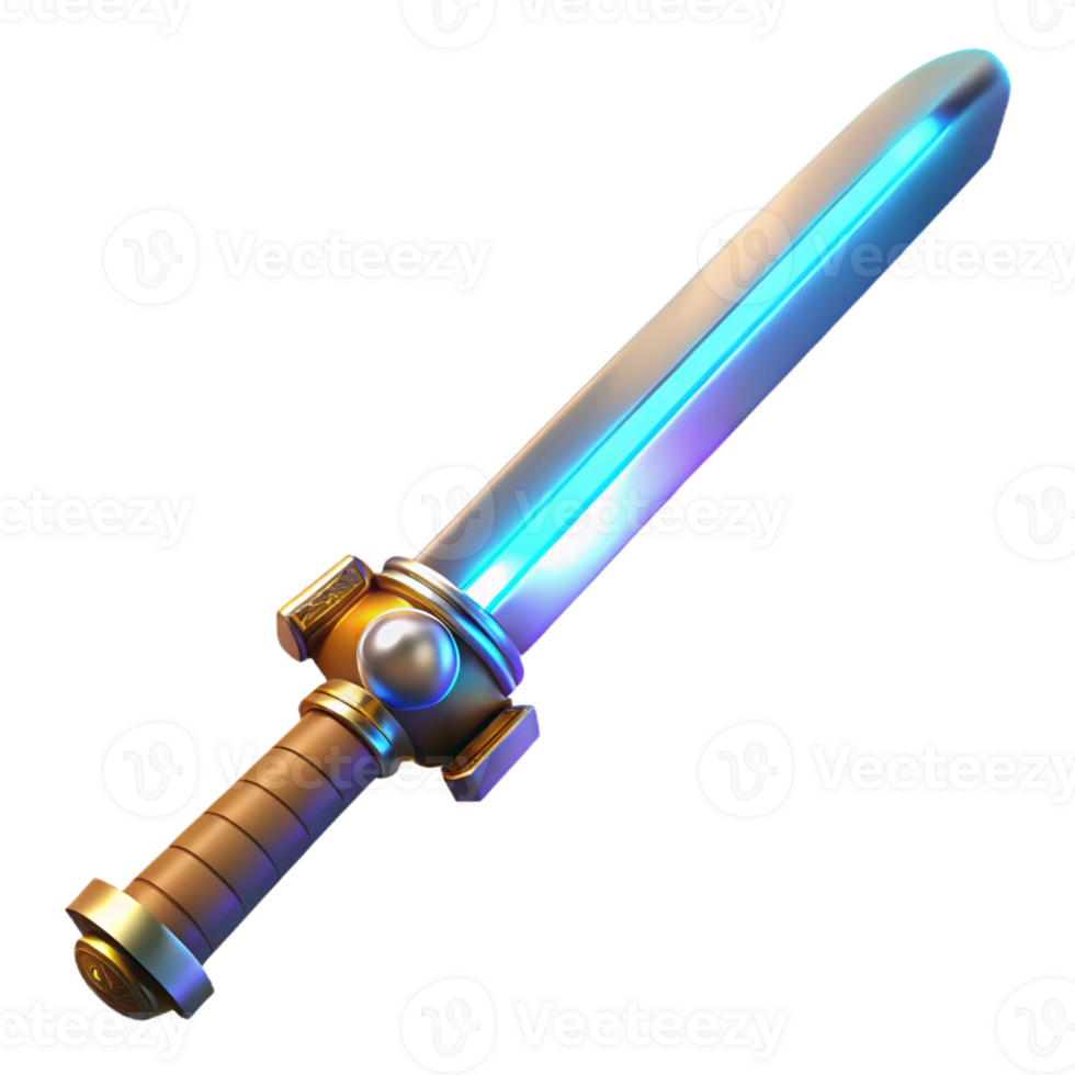 serene intense tropical Laser sword with glowing blade and ornate hilt with Transparent Background studio quality png
