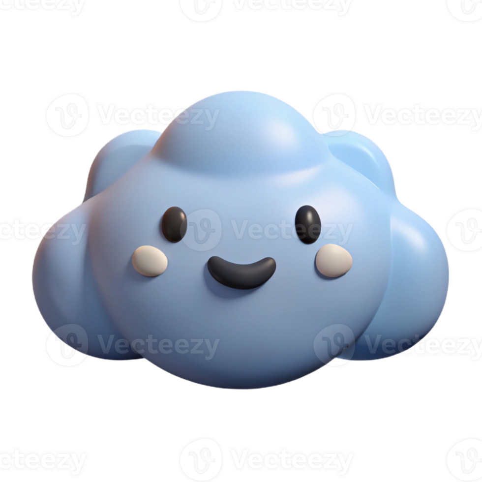 magnificent exceptional Cloud character with rounded edges, smiling expression. Scalable, flat color, single-weight stroke with Scalable Design. png