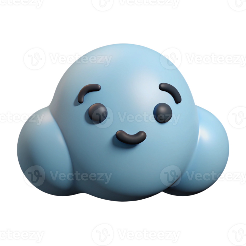 acclaimed impressionist Cloud character with rounded edges and a smiling face. Clean lines, flat color, with Scalable Design. flawless png