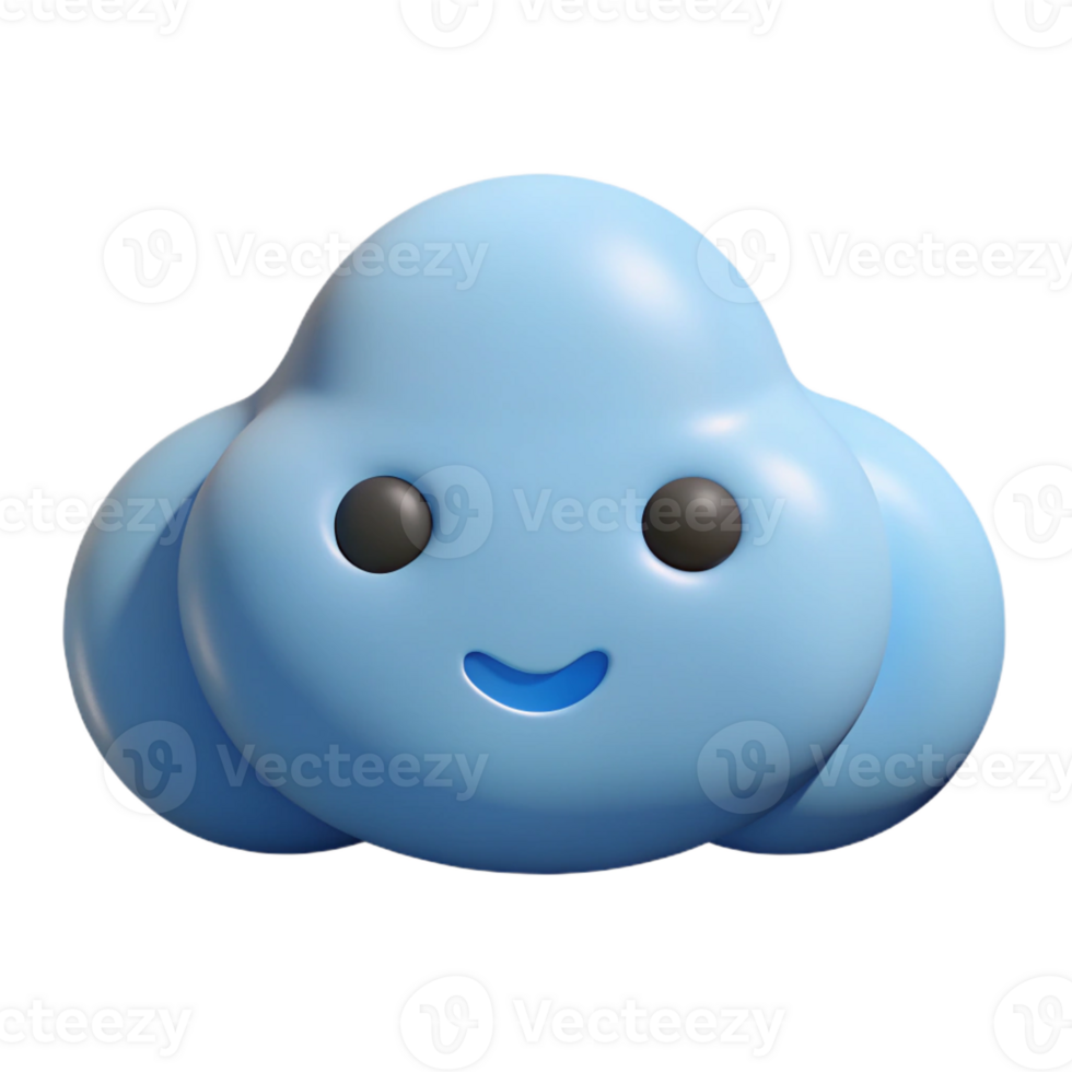 joyful majestic Cloud-shaped character with two simple, dot eyes. Clean lines, flat color, crisp edges with Scalable Design. artisan png