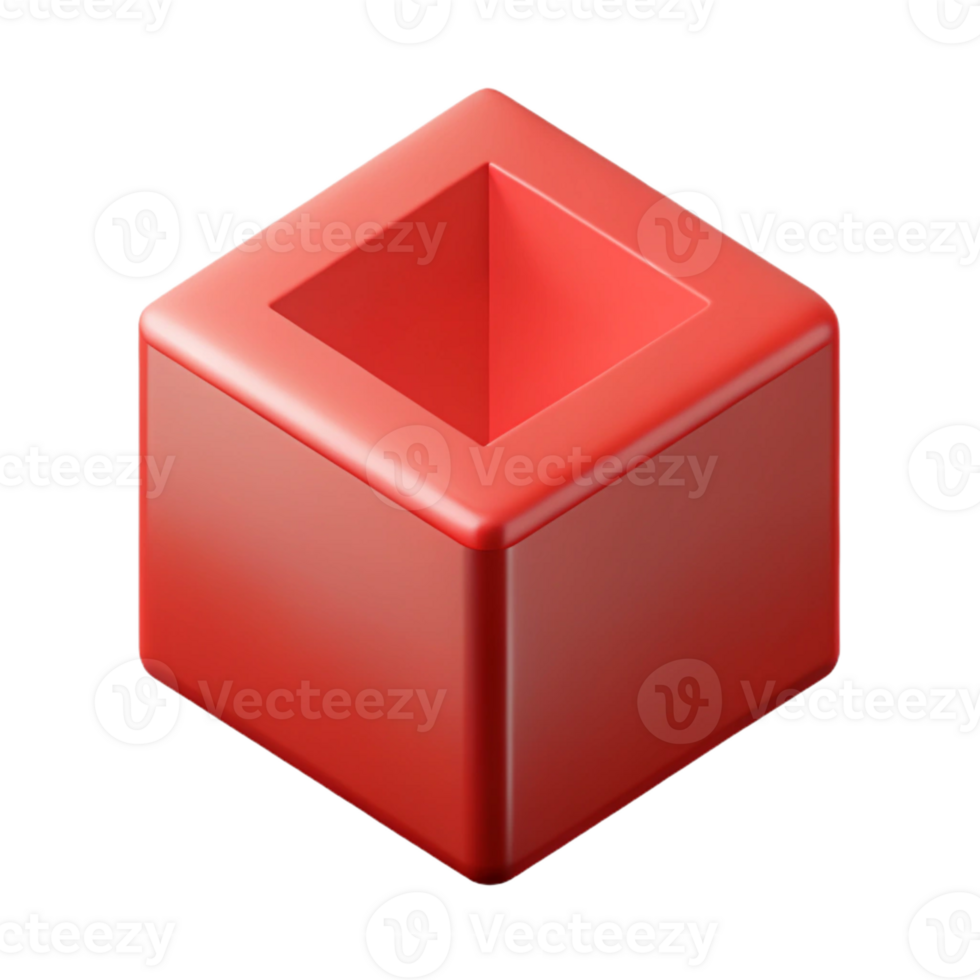 melancholic alluring Isometric cube with clean lines and flat red color with Scalable Design. elite png