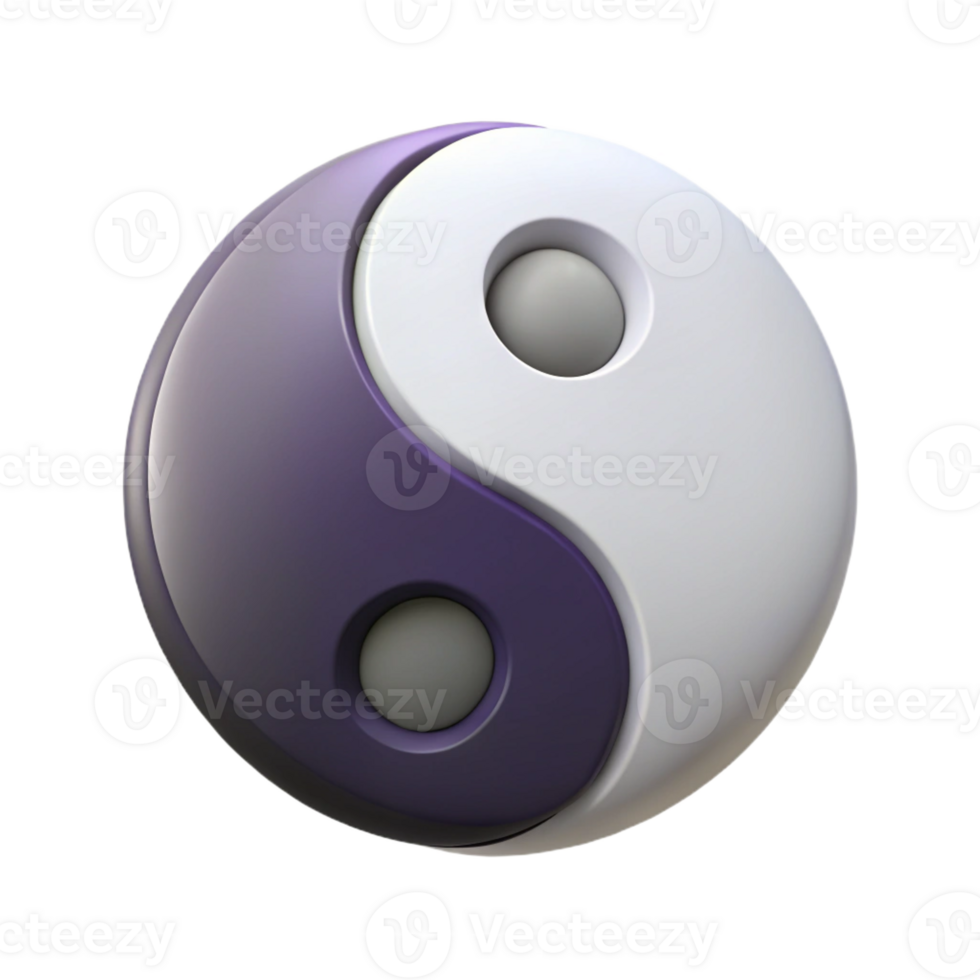 dreamy mesmerizing Symmetrical Yin Yang symbol with sharp edges. Minimal, flat color with Scalable Design. crisp png
