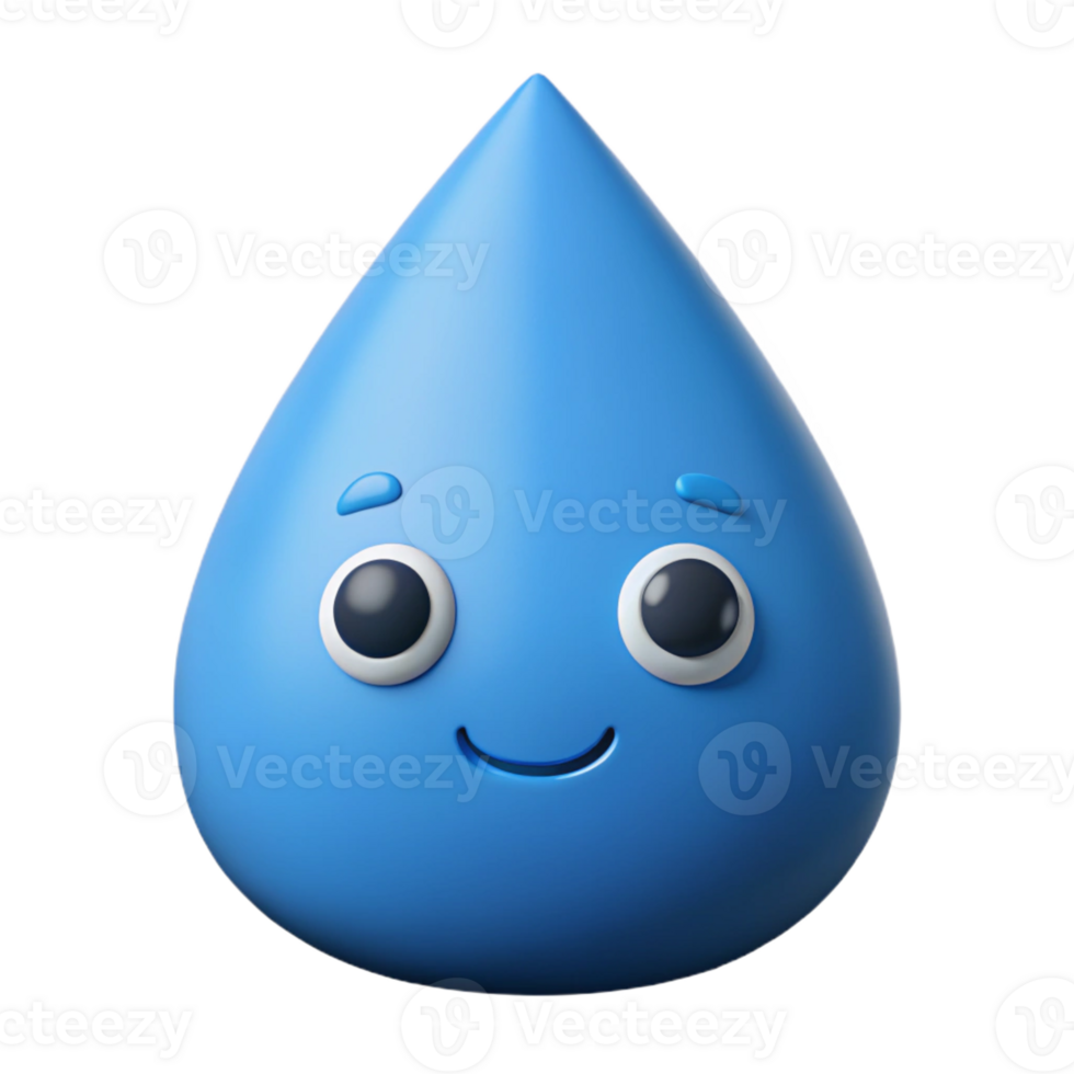 majestic notable Raindrop character with two small eyes. Minimal design, flat blue color with Scalable Design. png