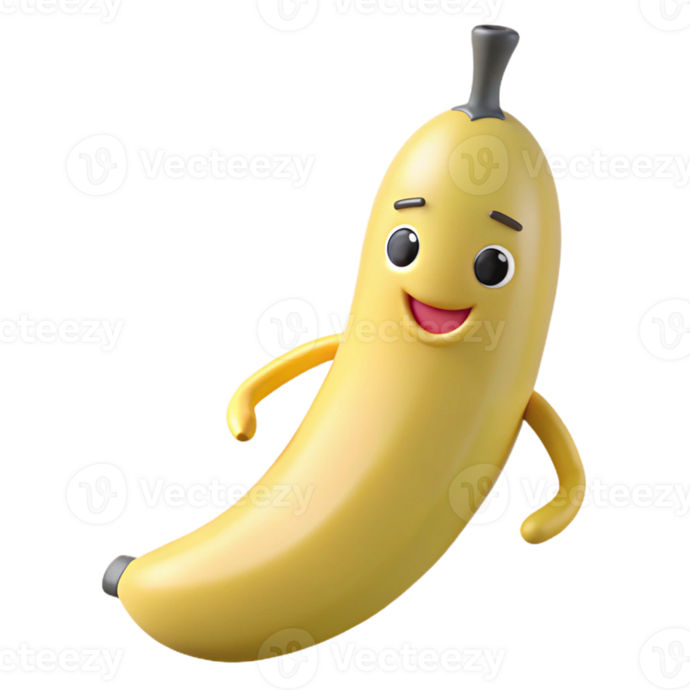 dazzling timeless Banana character with a curved shape. Crisp edges, minimal design, flat color with Scalable Design. png