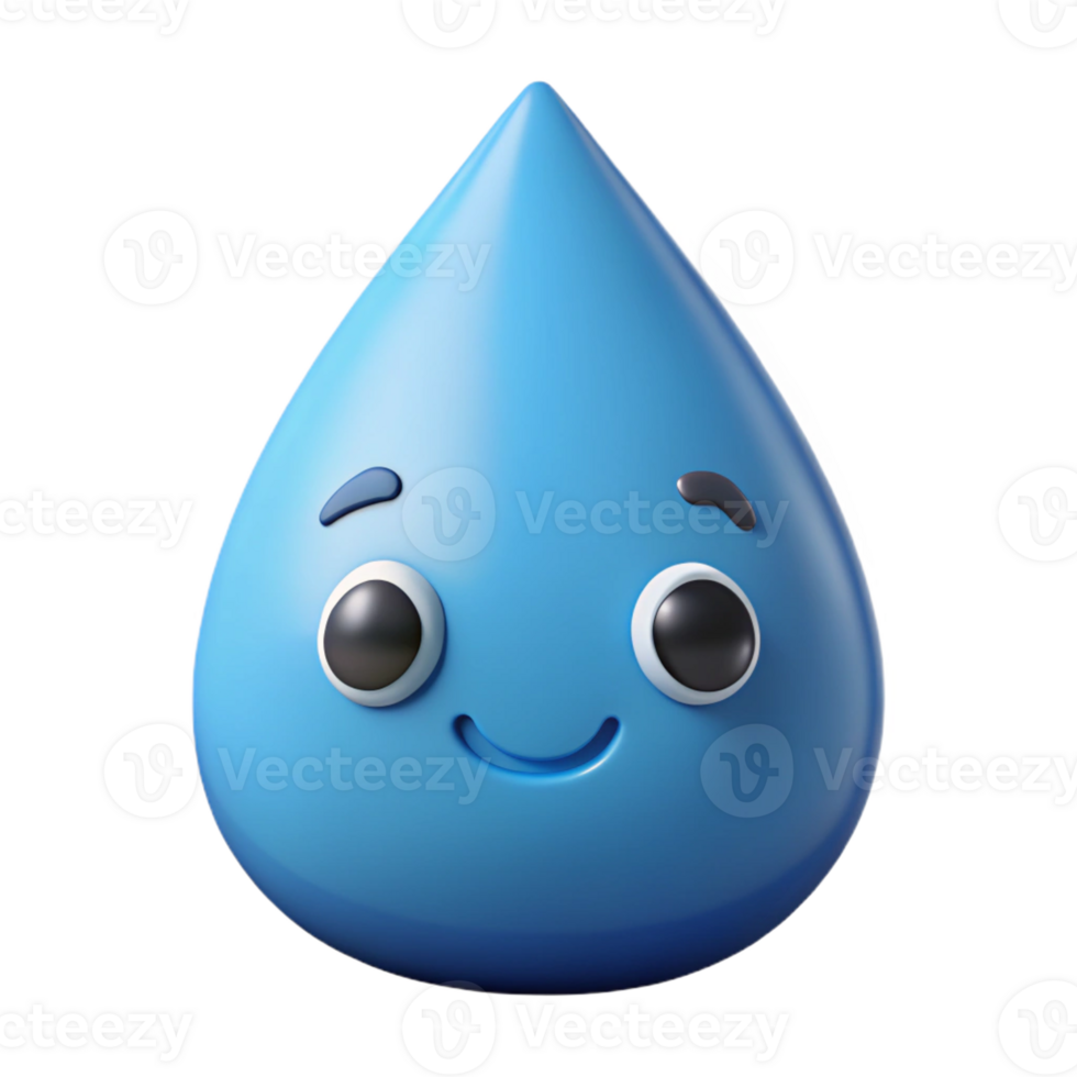enchanting peaceful art deco Raindrop character with two small, round eyes. Clean lines, flat color, single-weight stroke with Scalable Design. studio quality png