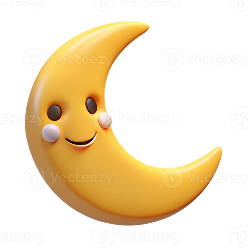 extraordinary minimalist Smiling crescent moon character with pointed tips. Clean lines, flat color, minimal design with Scalable Design. fine detail png