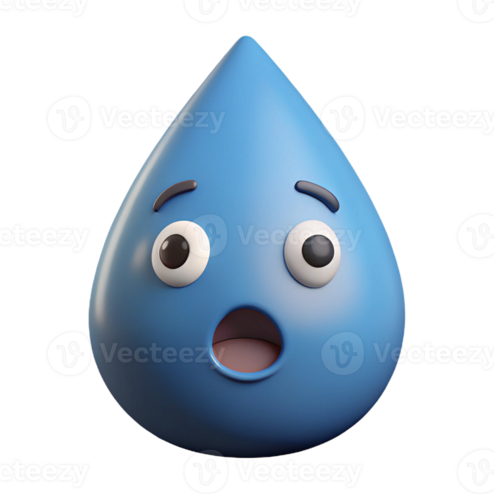 iconic contemporary Teardrop-shaped character with a surprised expression. Flat color, single-weight stroke, minimal design with Scalable Design. ultra HD png