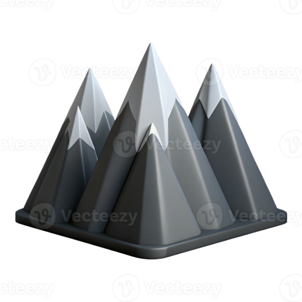 captivating peaceful gothic Stylized mountain range, three peaks, dark grey. Clean lines, with Scalable Design. high resolution png