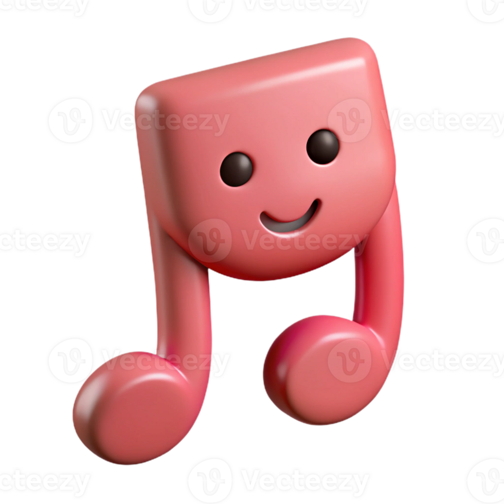 gorgeous quintessential Musical note character with simple face. Crisp edges, single-weight stroke, minimal with Scalable Design. png