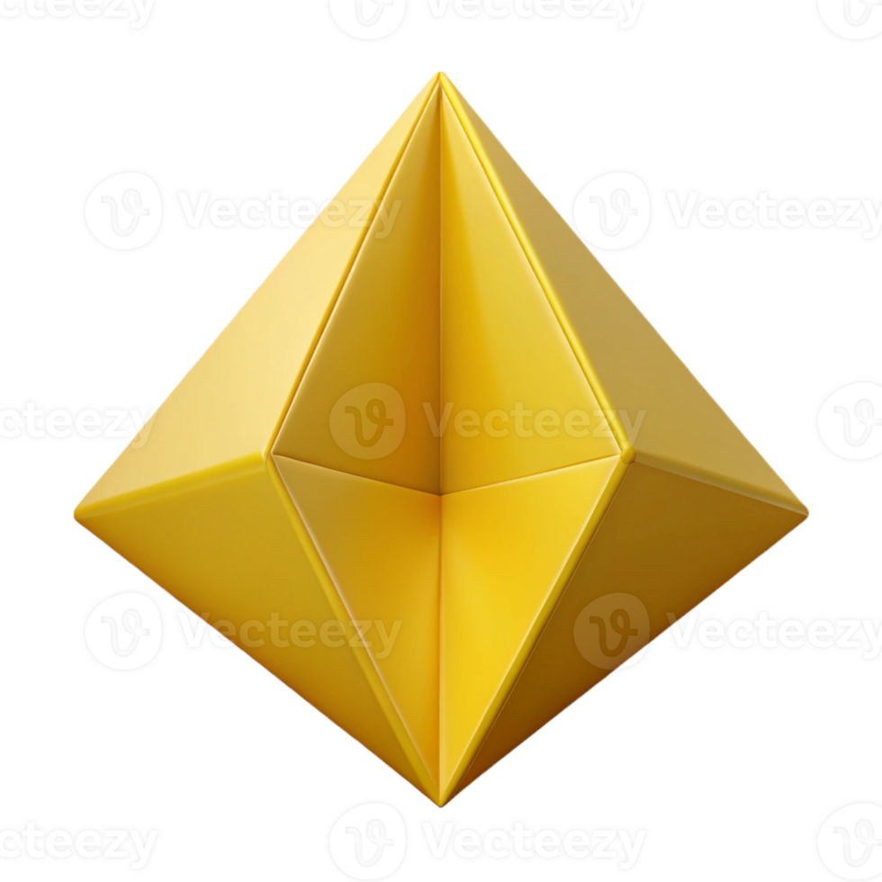 gorgeous classic Geometric pyramid with a single-weight stroke. Yellow flat color, sharp edges. with Scalable Design. fine detail png