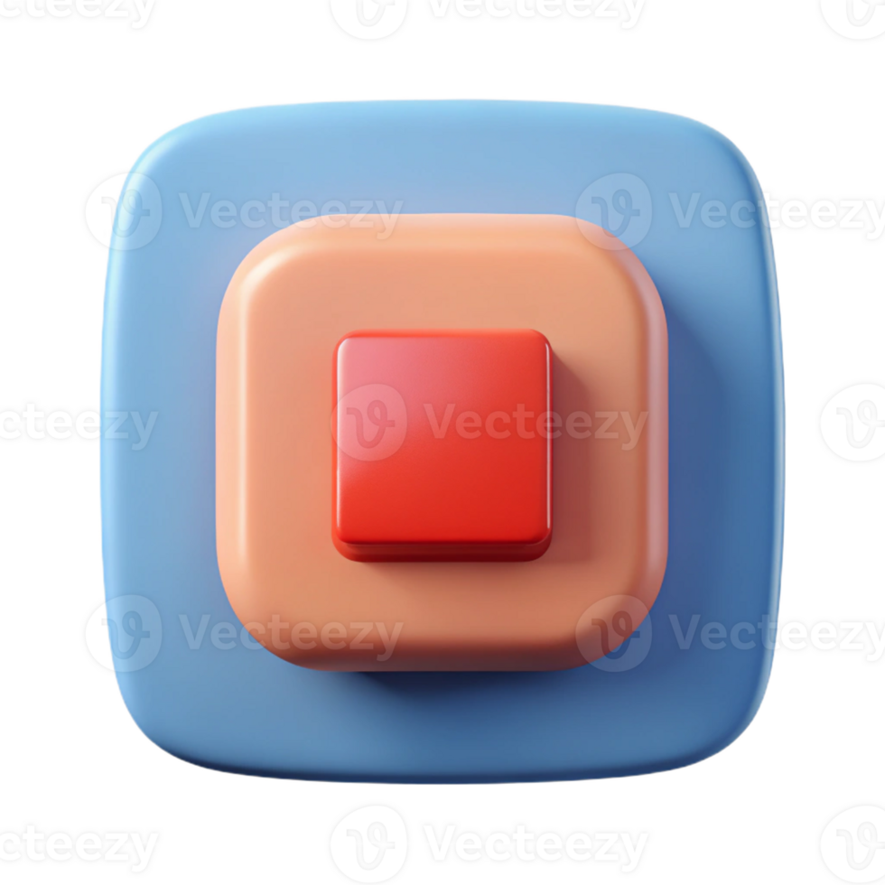 captivating bold futuristic Stop button icon. Square shape. Single-weight stroke, flat color with Scalable Design. elite png