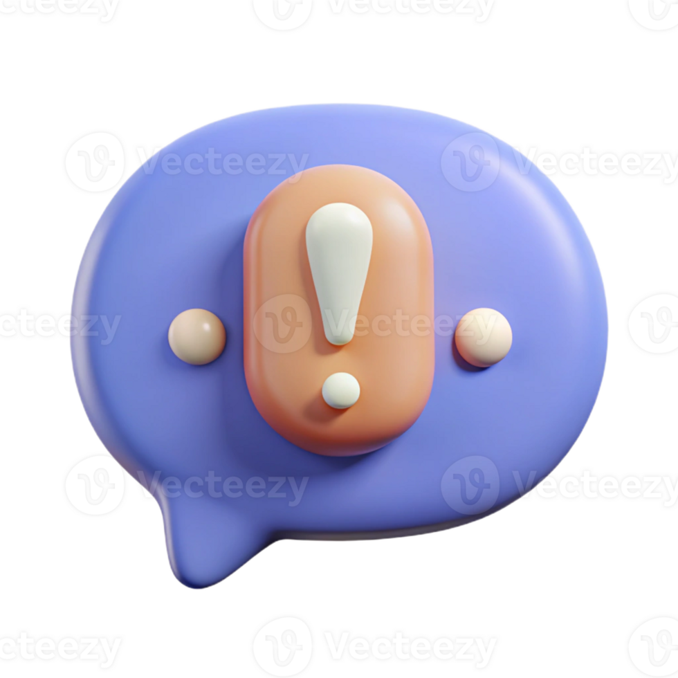 dynamic splendid Speech bubble character with an exclamation mark. Minimal design, crisp edges with Scalable Design. masterfully captured png