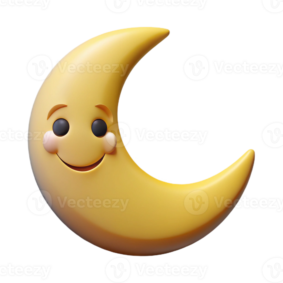 whimsical elegant Smiling crescent moon character with pointed tips. Flat color, clean lines, minimal design with Scalable Design. premium png