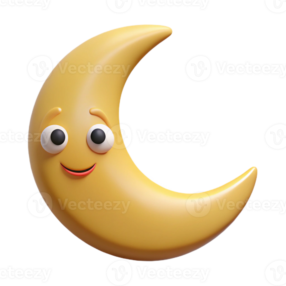 serene bold minimalist Smiling crescent moon character with pointed tips. Flat color, clean lines, minimal design with Scalable Design. museum quality png