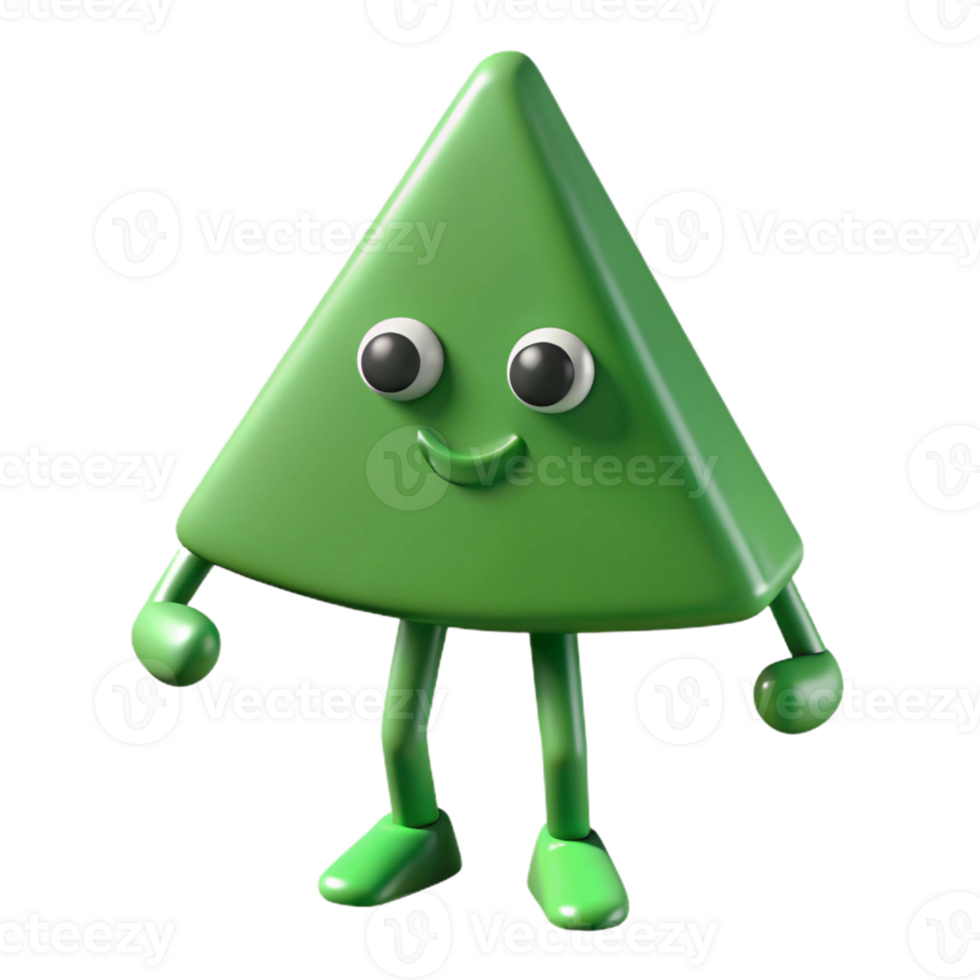 rare retro Triangular character with long, thin legs. Clean lines, flat green color with Scalable Design. premium png