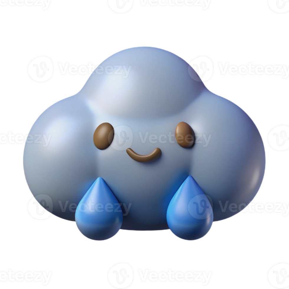 alluring iconic Circular cloud with smiling face and raindrops. Minimal design, scalable, crisp edges with Scalable Design. png