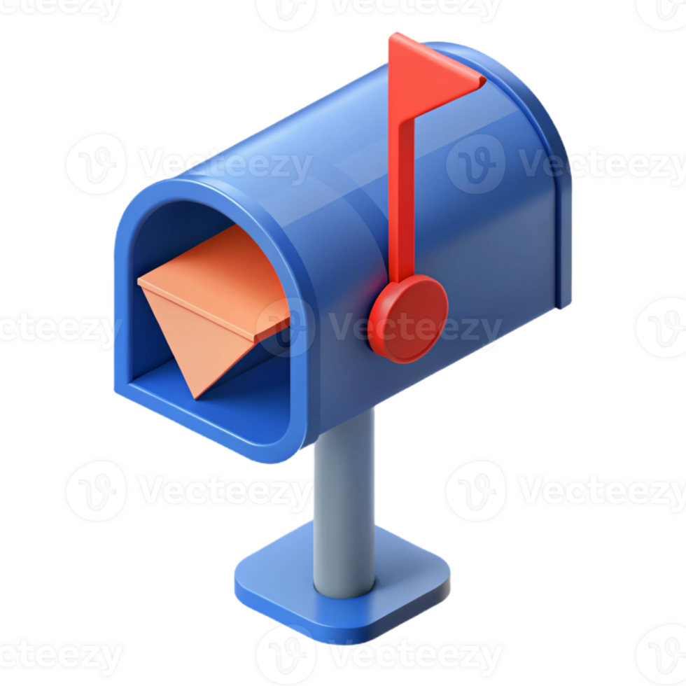 melancholic dazzling Isometric mailbox with clean lines and a red flag with Scalable Design. authentic png