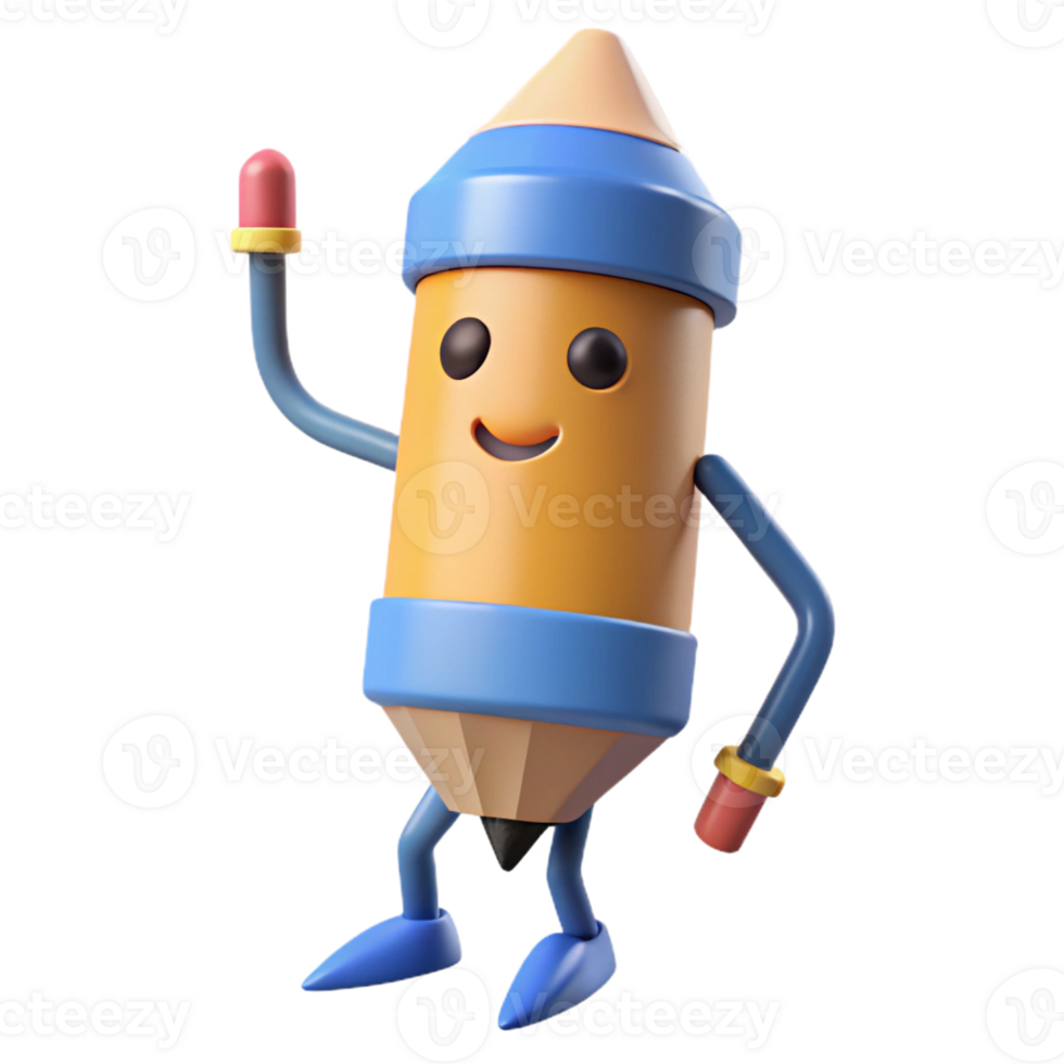 immaculate avant-garde Pencil character with pointed tip, eraser end. Scalable, flat color, single-weight stroke with Scalable Design. exclusive png