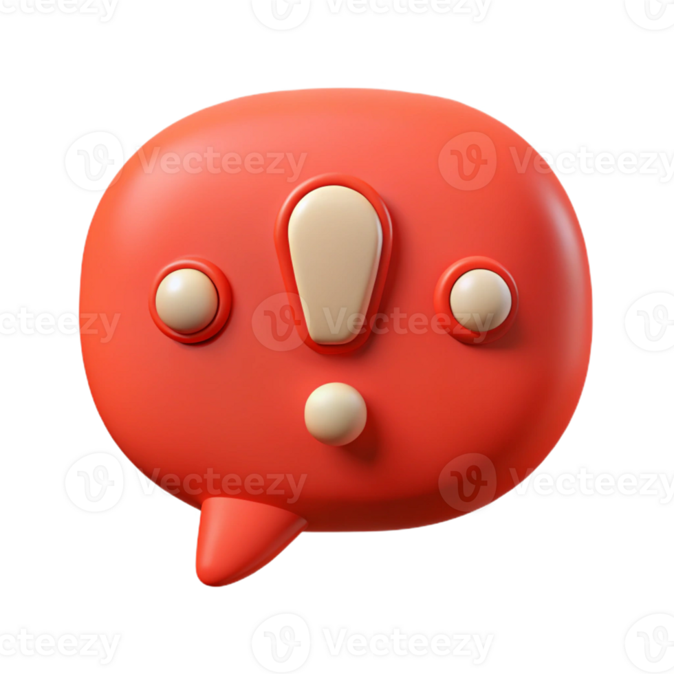 unparalleled urban Speech bubble character with an exclamation point. Clean lines, flat red color with Scalable Design. sharp png