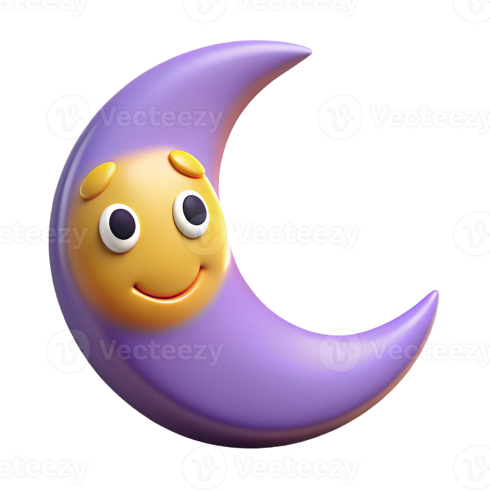intense dramatic Smiling crescent moon character, round eyes, pointed tips. Clean lines, flat color, minimal design with Scalable Design. 8K png