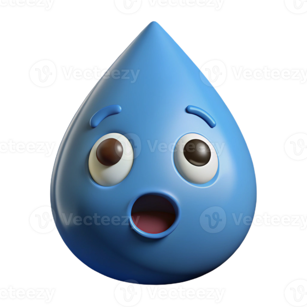 immaculate retro Raindrop character with a surprised expression. Crisp edges, single-weight stroke with Scalable Design. professional png