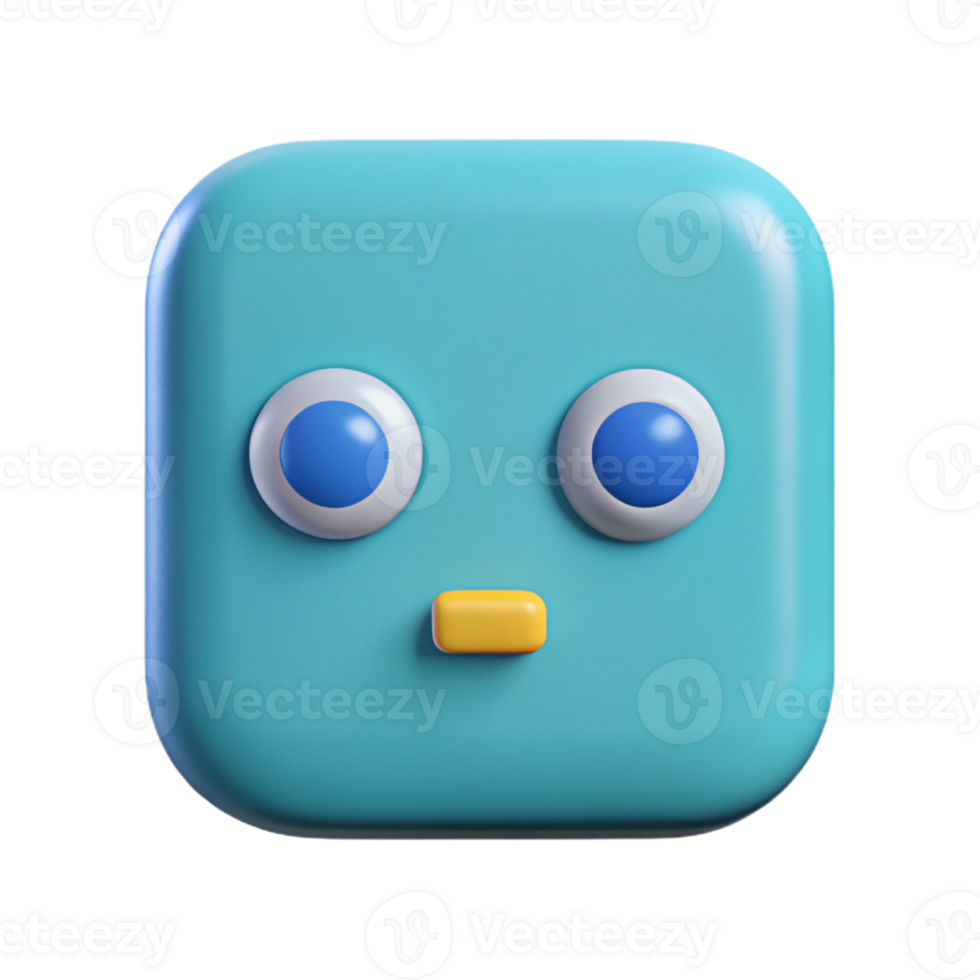 elegant timeless Geometric square character with rounded corners and a single, central eye. Flat color, crisp edges with Scalable Design. png
