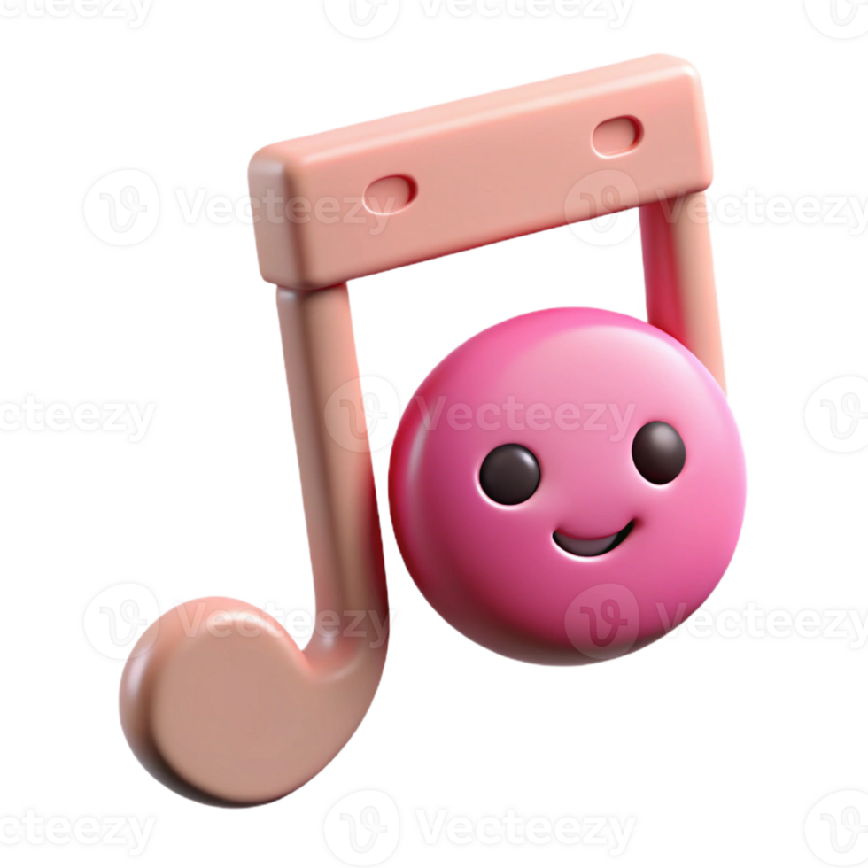 extraordinary romantic vintage Musical note character with a smiling face. Single-weight stroke, minimal design, with Scalable Design. expertly shot png