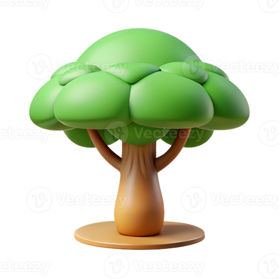 dazzling art deco Tree character with a circular canopy. Clean lines, scalable, flat color with Scalable Design. 4K png