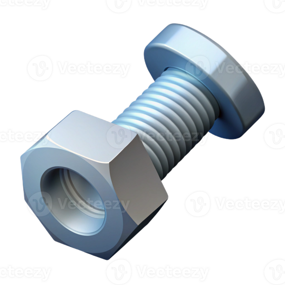 magnificent calm surreal Isometric view of a bolt and nut. Clean lines, scalable, flat color with Scalable Design. ultra HD png