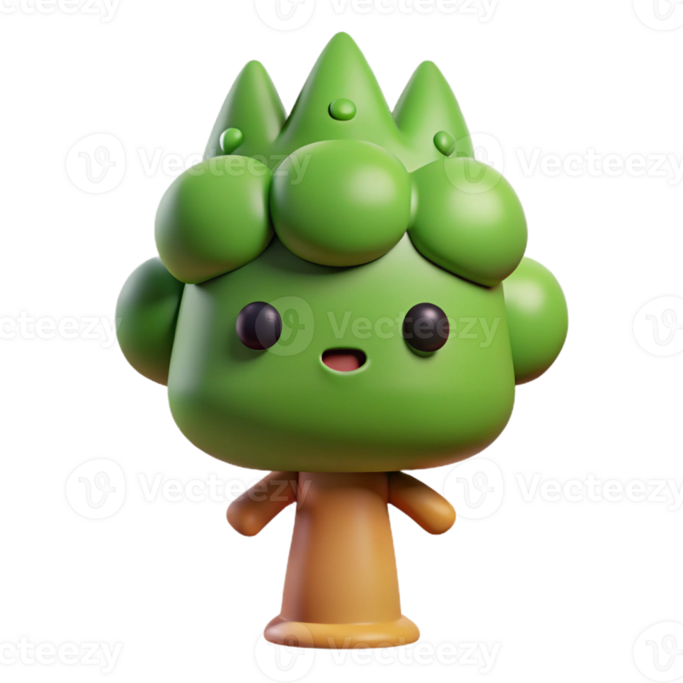 magnificent standout Tree character with a circular crown and straight trunk. Crisp edges, minimal design, flat color with Scalable Design. png