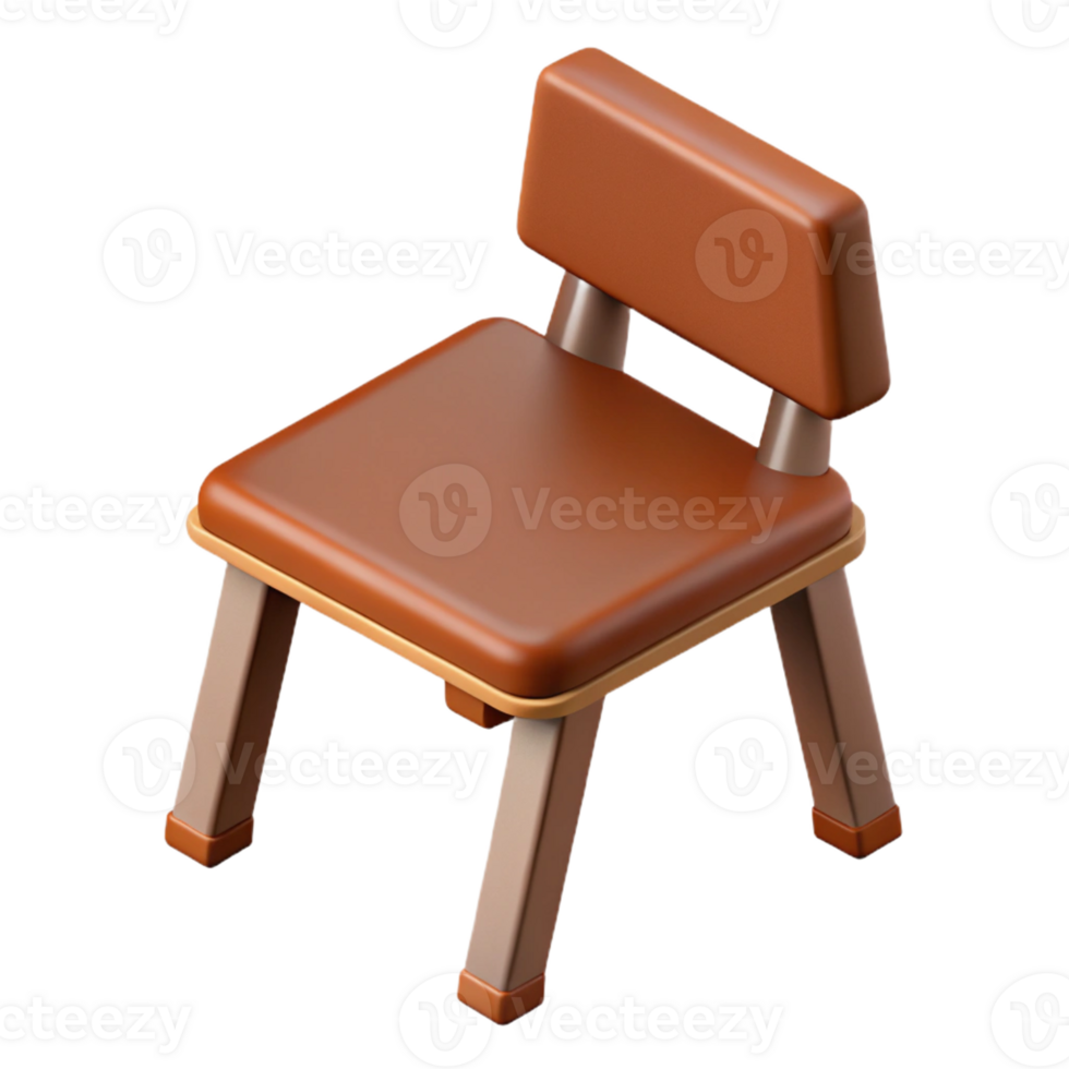 joyful beautiful Scalable isometric chair with single-weight stroke and a brown seat with Scalable Design. top-tier png