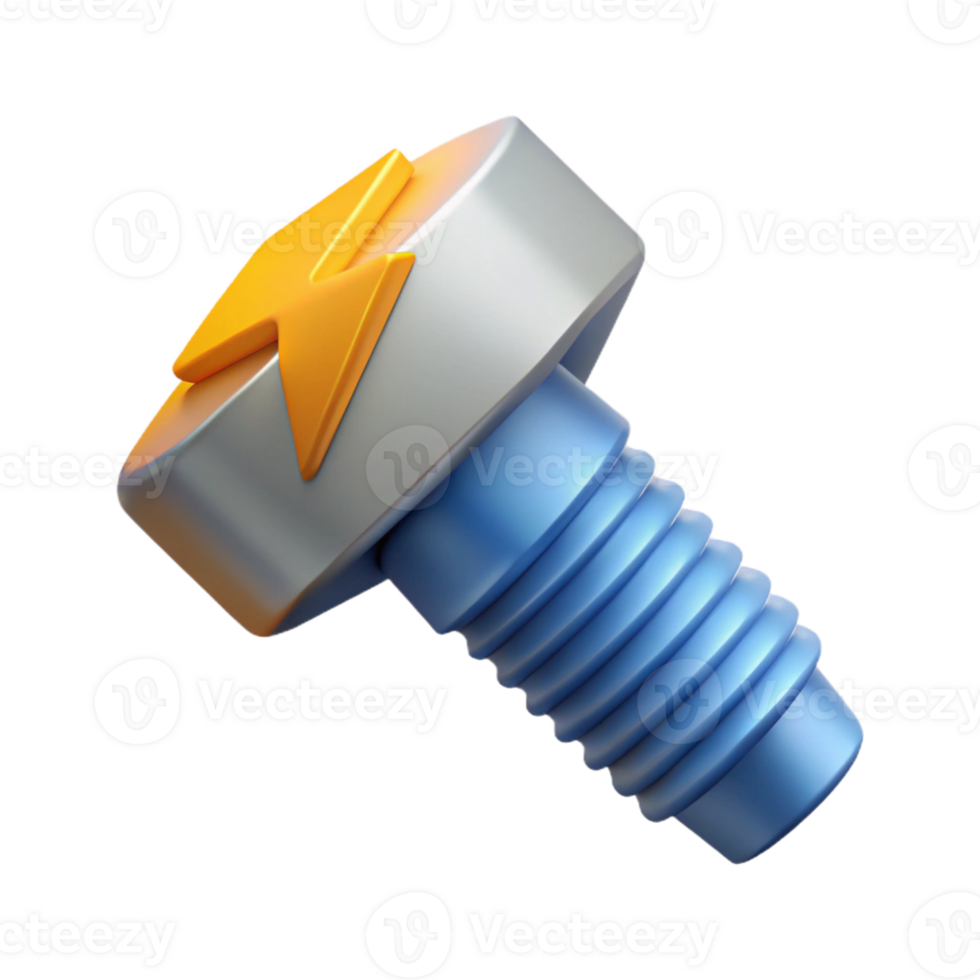 magnificent retro Minimal technical illustration of a bolt, clean lines, with Scalable Design. professional png