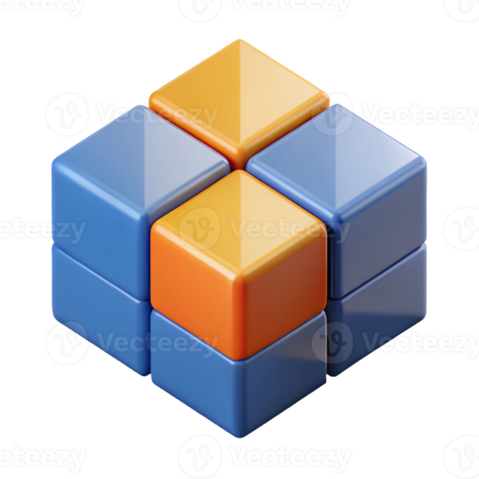 hypnotic remarkable Isometric cube divided into four equal sections. Flat color, with Scalable Design. png