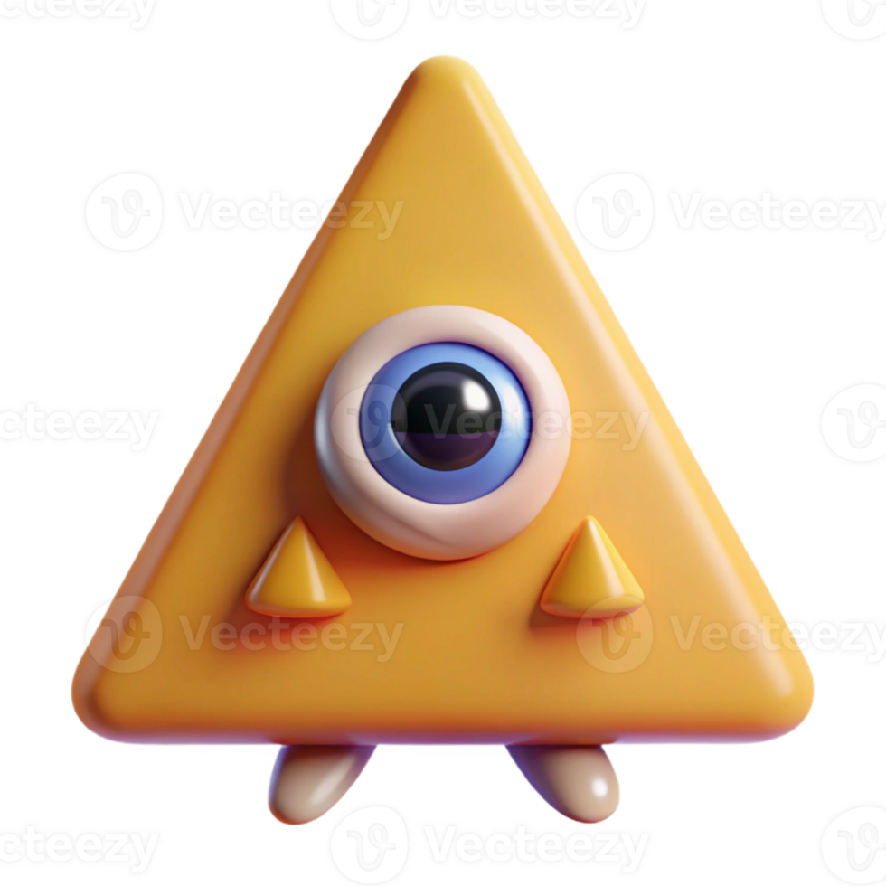 dramatic unparalleled Triangle character with a single, circular eye. Symmetrical, clean lines, with Scalable Design. png