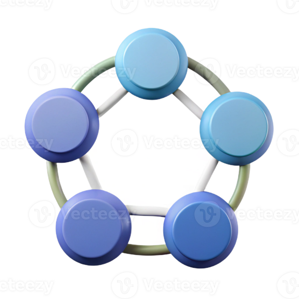 intense fascinating Five interconnected circles representing overlapping data sets. Clean lines, flat color with Scalable Design. premium png