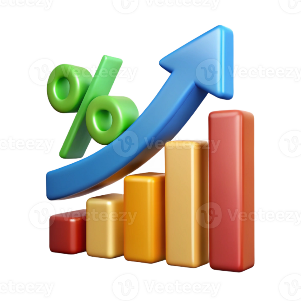 enchanting avant-garde Upward trending arrow chart with percentage markers. Crisp edges, single-weight stroke, with Scalable Design. fine detail png