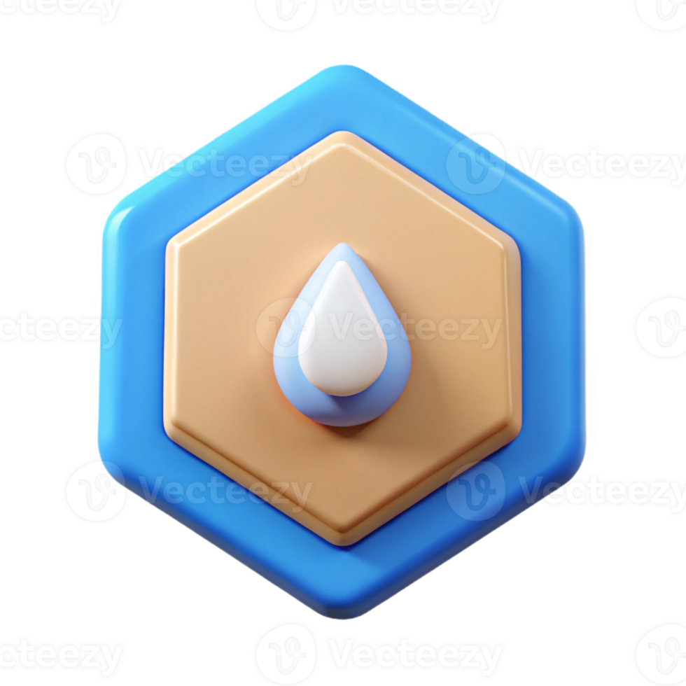 dramatic dramatic impressionist Hexagonal badge with a simple droplet shape. Flat color, clean lines, minimal with Scalable Design. crisp png