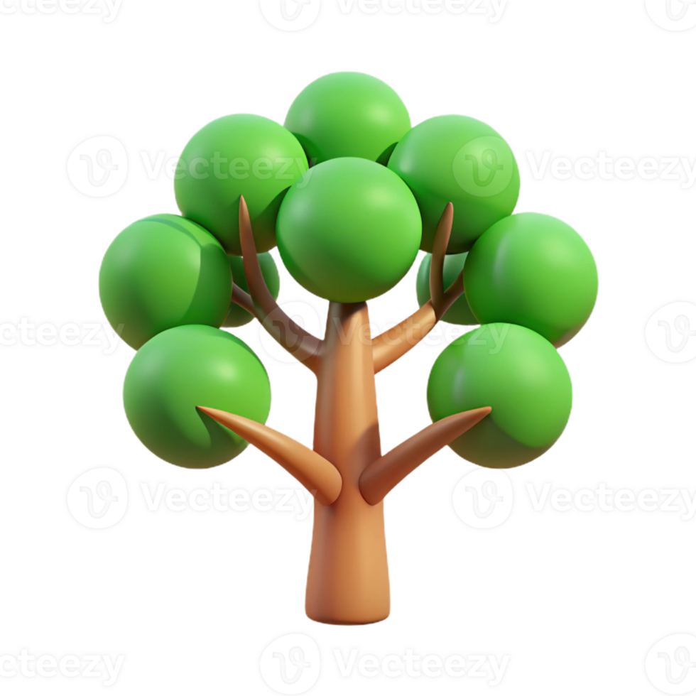 enchanting remarkable Stylized tree with circular leaves. Minimal, flat color, with Scalable Design. png