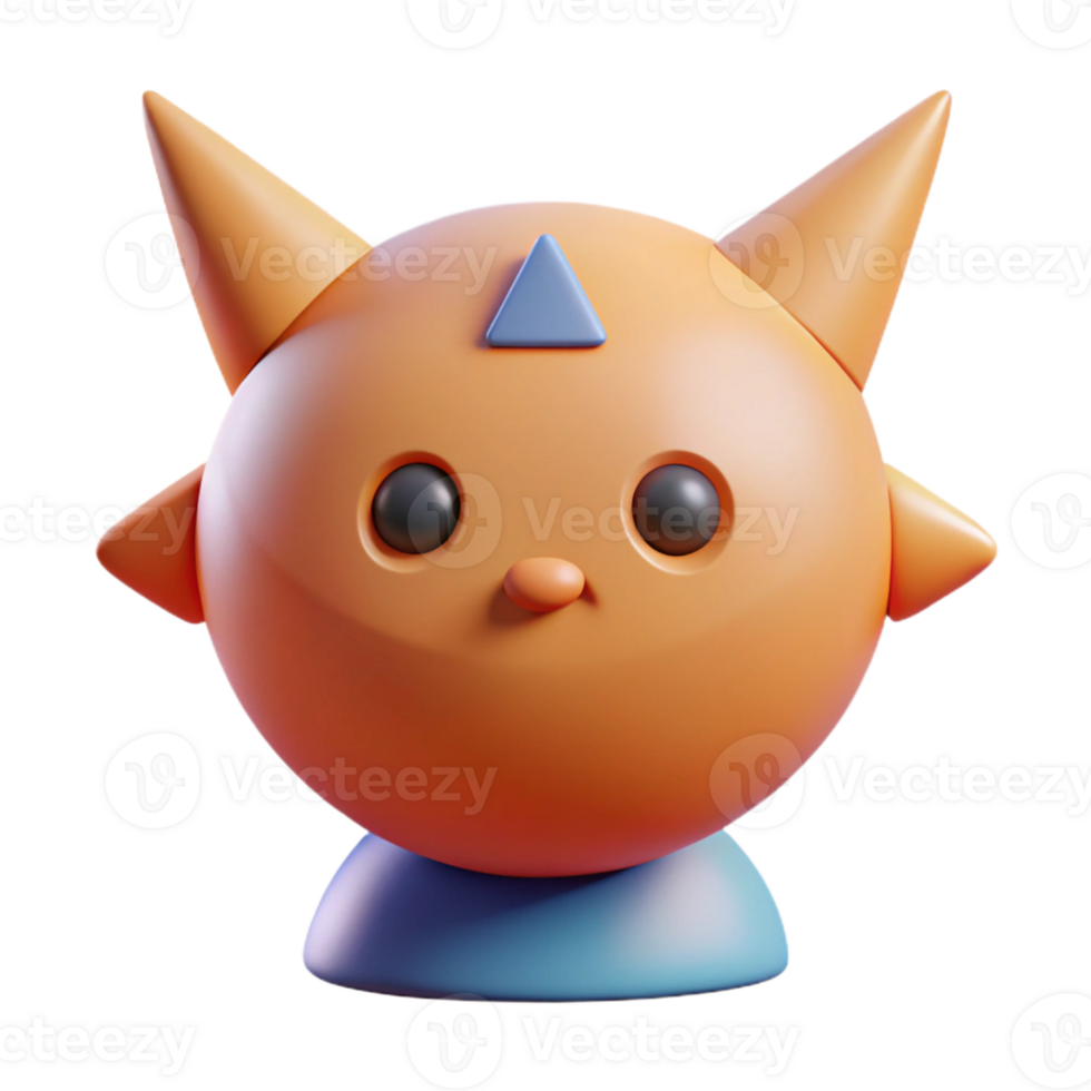 romantic captivating Circular character with two small, triangular ears. Crisp edges, minimal, flat color with Scalable Design. genuine png